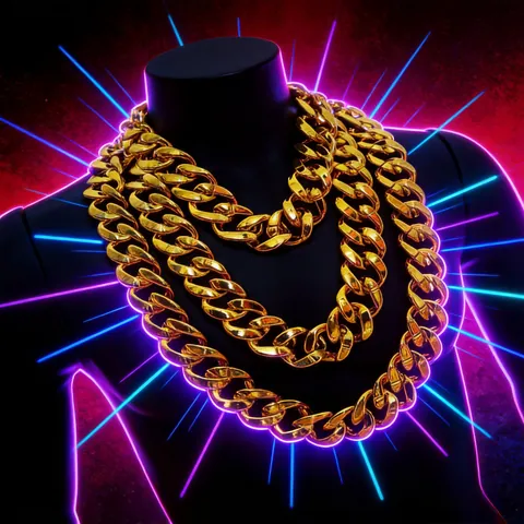 Hip Hop Chunky Chain Necklace UV Plated CCB Plastic Exaggerated Large Gold Chain Costume Performance Party Unisex Novelty