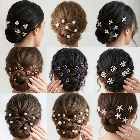 U Shaped Bridal Hair Pins Rhinestone Imitation Artificial Pearl Flower Wedding Hair Accessories For Women Bridesmaids Jewelry