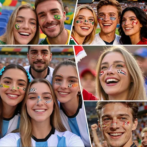 Fußball Weltmeisterschaft Gesicht Temporäre Tattoos Nationalflagge Wasserfeste Aufkleber Fan Party Deko