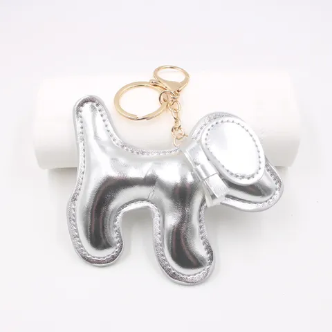 Portachiavi a Forma di Cucciolo in Pelle Artificiale Metallica Ciondolo per Borsa a Forma di Cane per Donna Uomo Accessori per Portachiavi Auto Gioielli Retro Regalo