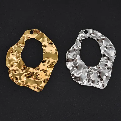 304 Colgante Geométrico Hueco Irregular De Acero Inoxidable Textura Martillada Charm Retro Para Fabricación De Joyería