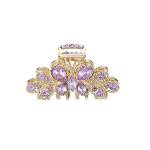 Eleganter Legierung Blume Strass Haarkrebs Gold Metall Schmetterling Haarklammer Für Damen Glitzernde Tägliche Haaraccessoires