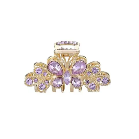 Elegant Alloy Flower Rhinestone Hair Claw Clip Gold Metal Butterfly Hair Clip For Women Sparkling Daily Hair Accessories