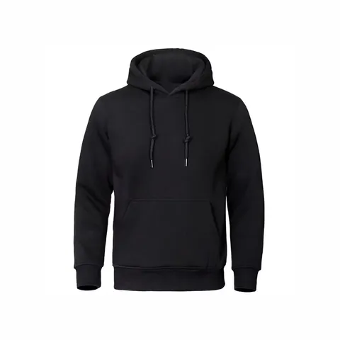Men Casual Hoodie Solid Color Pullover Sweatshirt With Kangaroo Pocket Drawstring Cotton Blend Unisex Long Sleeve Hooded Top