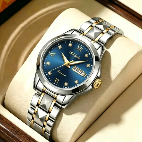 Orologio Da Business Cinturino In Acciaio Inossidabile Luminoso Data Settimana Impermeabile Elegante Lusso Uomo Donna
