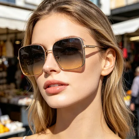 Polarized Sunglasses Women Oversized Square Frame TAC Lens UV400 Protection Glitter Fashion Shades Eyewear