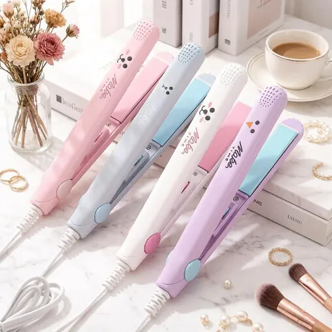 Mini Hair Straightener And Curler Dual Use Ceramic Coating Constant Temperature Portable Travel Macaron Styling Tool