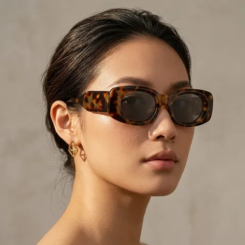 Lunettes De Soleil Rétro Rectangles Ovales Protection UV400 Monture PC Verre AC Branches Ondulées Mode Y2K Hommes Femmes