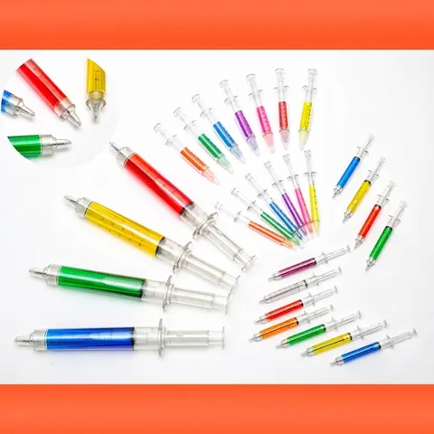 Creative Syringe Shaped Gel Pens Assorted Macaron Colors 0.5mm Black Ink Novelty Plastic Pens For School Office Students Gift Stationery