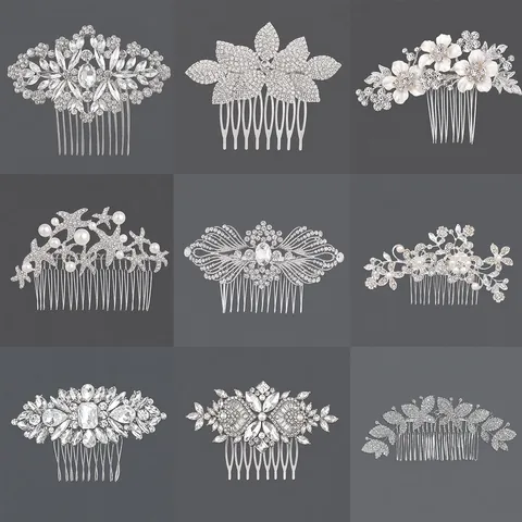 Elegant Bridal Hair Comb Alloy Rhinestone Crystal Faux Artificial Pearl Vintage Wedding Banquet Headpiece Accessory Women