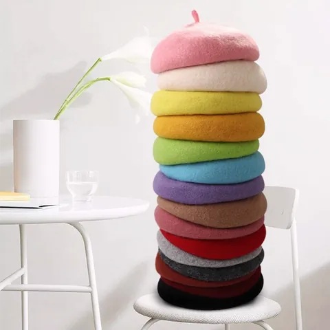 Klassieke Wolmix Baret Voor Dames Vintage Franse Stijl Schilderspet Effen Kleur Warm Herfst Winter Mode Hoofddeksel