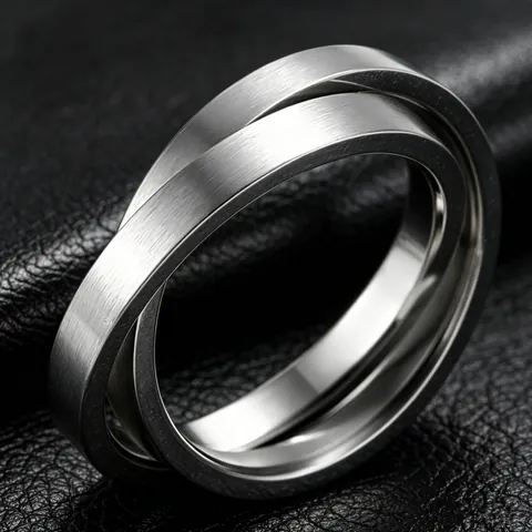 Geometric Intertwined Ring Brushed Stainless Steel Hollow Minimalist Jewelry For Men Silver Color