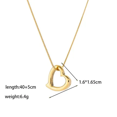 Hol Hart Hanger Ketting Titanium Staal 18K Verguld Slangenketting Minimalistisch Elegante Sieraden Voor Vrouwen