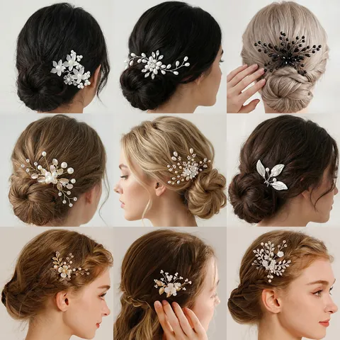 Fermaglio a Bastoncino in Strass Fatto a Mano per Donna Elegante Forcina per Capelli con Perla Artificiale Copricapo Sposa Antico