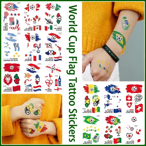 Temporary Tattoo Stickers National Flag Soccer Theme Waterproof Body Face Art For Sports Fans Party