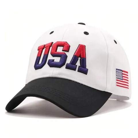 USA Flag Baseball Cap Cotton 3D Letter Embroidery Washed Vintage Adjustable Sun Hat Outdoor Sport Men Women