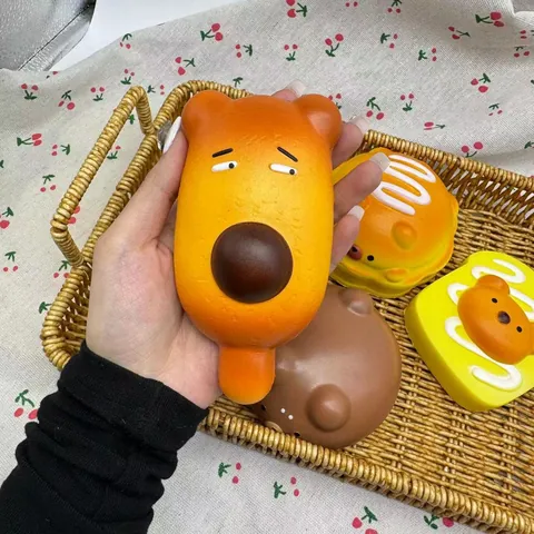 Juguete Squishy Comida Simulación Rebote Lento Oso Burger Toast Pan Alivio del Estrés Fidget Juguete Para Niños Adultos