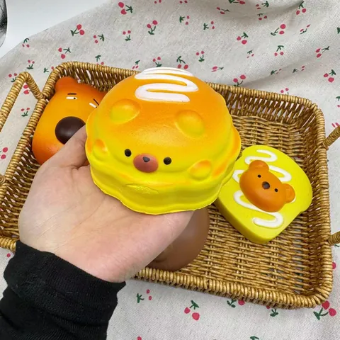 Juguete Squishy Comida Simulación Rebote Lento Oso Burger Toast Pan Alivio del Estrés Fidget Juguete Para Niños Adultos