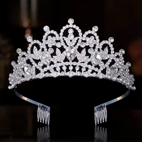 Luxuriöse Legierung Strass Braut Krone Tiara Für Damen Elegante Hochzeit Geburtstag Party Königin Krone Haarschmuck