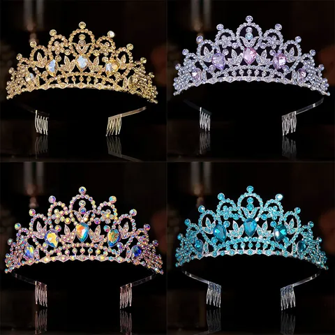 Luxuriöse Legierung Strass Braut Krone Tiara Für Damen Elegante Hochzeit Geburtstag Party Königin Krone Haarschmuck