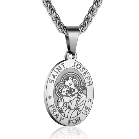 Religiöse Saint Jude Joseph Raphael Medaille Anhänger Halskette Edelstahl Oval Gebet Charm Für Herren Retro Glauben Schmuck