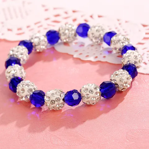 Korean Style Sweet Candy Color Crystal Beaded Bracelet With Rhinestone Pave Soft Clay Beads Elastic Women Jewelry Gift