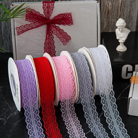 Korean Style Hollow Out Lace Ribbon Polyester Wavy Edge Decorative Ribbon For Flower Bouquet Gift Wrapping Cake DIY Crafts