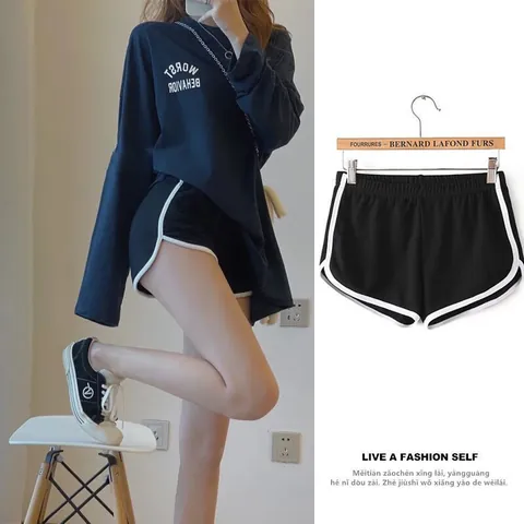 Women High Waist Yoga Shorts Wide Leg Casual Contrast Piping Brushed Polyester Spandex Athletic Gym Lounge Short Pants