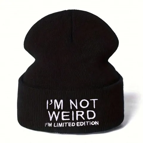 Y2K Gothic Letter Embroidered Knit Beanie For Men Women Acrylic Streetwear Skull Cap Winter Warm Foldable Outdoor Headwear