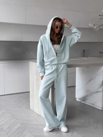 Women Casual Cotton Hoodie Sweatpants Top And Pants Loose Zip Hoodie Joggers Outfits Sporty Lounge Wear Tracksuit