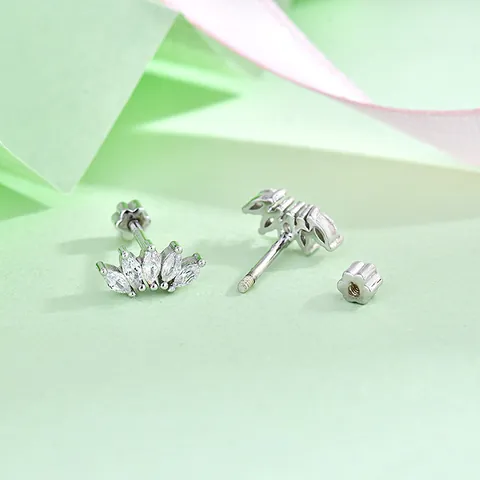 Franse Kroon Marquise Strass Oorknopjes 925 Sterling Zilver Stift Voor Vrouwen Niche Ontwerp Elegante Sieraden Cadeau