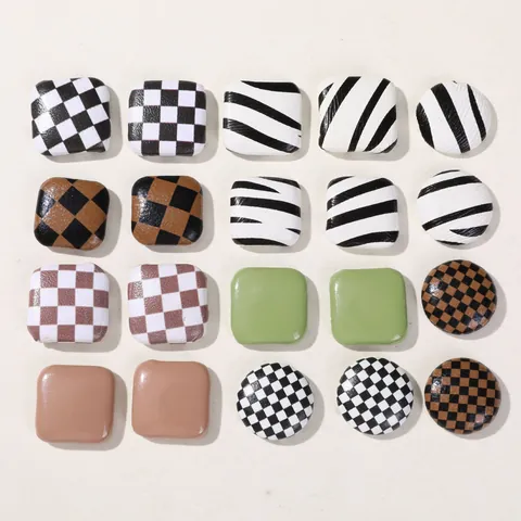 Vintage Schachbrett Kuh Muster Geometrische Quadratische Runde Knöpfe DIY Handgemachte Schmuck Zubehör Haarschmuck Handyhülle Dekor