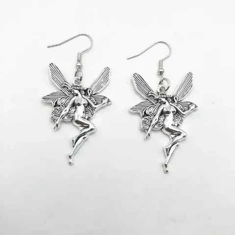Collana con Pendente ad Ali di Angelo Fata Farfalla Gotica Argento Antico Vintage Punk Y2K Gioielli Estetici per Donna Ragazza