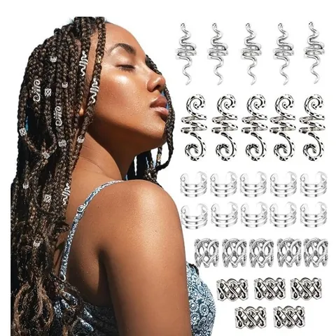 Vintage Alloy Snake Spiral Hair Braiding Rings For Dreadlocks Bohemian Punk Hair Jewelry Accessories Women Decoration