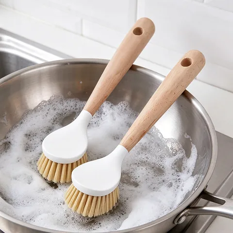 Spazzola Per Pulizia Cucina Legno Plastica Manico Lungo Spazzola Per Piatti Per Decontaminazione Domestica