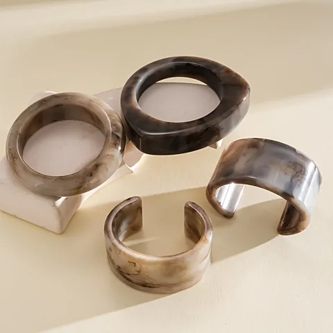 Minimalist Resin Bangle Bracelet For Women European Style Marble Pattern Ink Smudge Open Cuff Fashion High End Jewelry Gift