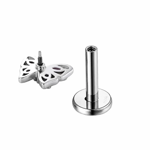 F136 Titanium Alloy Internal Thread Butterfly Cartilage Piercing Stud Micro Set Zirconia Tragus Earring For Cartilage Piercing Jewelry