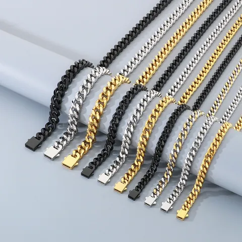 304 Edelstahl Panzerkette Halskette Für Damen Herren Hochglanzpoliert Minimalistisch Handgefertigt Schlicht Mode Schmuck