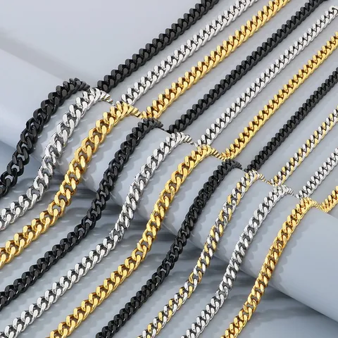 304 Edelstahl Panzerkette Halskette Für Damen Herren Hochglanzpoliert Minimalistisch Handgefertigt Schlicht Mode Schmuck