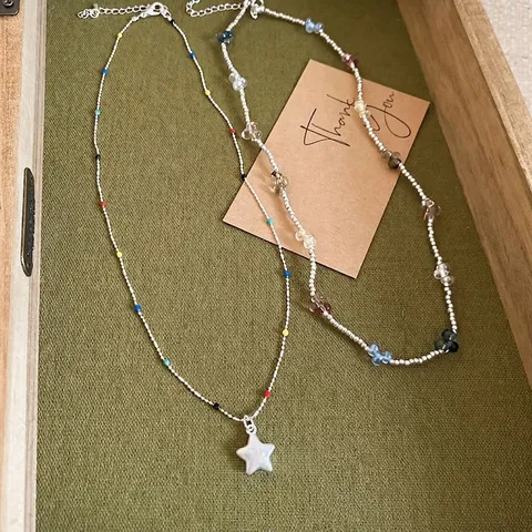 Dopamine Multicolor Beaded Star Artificial Pearl Pendant Necklace Summer Fresh Clavicle Chain Sweet Cool Jewelry For Women
