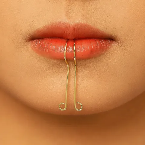 Clip de Lèvre en Cuivre Minimaliste Anneau de Lèvre Sans Perçage Bijoux Géométriques en U pour Femmes Style Hip Hop Punk