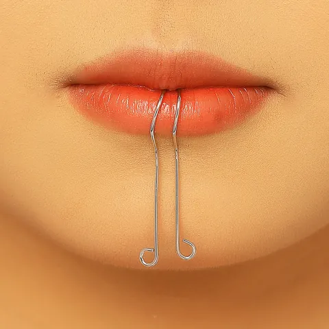 Clip de Lèvre en Cuivre Minimaliste Anneau de Lèvre Sans Perçage Bijoux Géométriques en U pour Femmes Style Hip Hop Punk