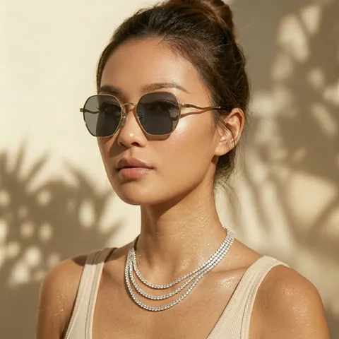 Occhiali Da Sole Esagonali Montatura Metallo PC Protezione UV Moda All Aperto Per Uomini Donne