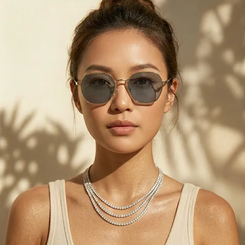 Occhiali Da Sole Esagonali Montatura Metallo PC Protezione UV Moda All Aperto Per Uomini Donne