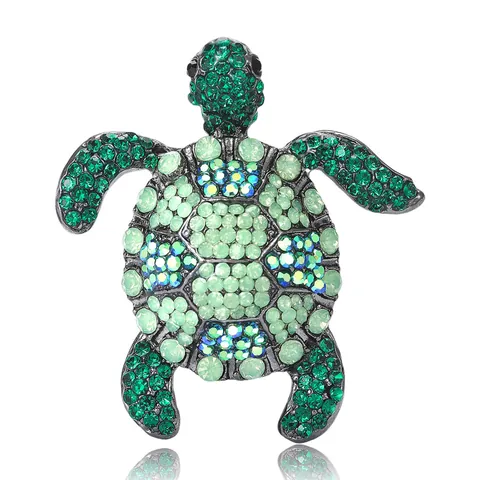 Broche en Alliage de Tortue de Mer Mode Européenne pour Femmes Hommes Forme d'Animal Créative Incrustée de Strass Accessoire de Vêtement Bijoux Cadeau