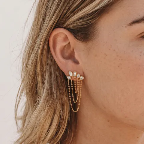 Orecchini Pendenti con Nappa in Acciaio Inossidabile e Strass per Donna Eleganti Orecchini Geometrici a Catena Accessori per Gioielli di Moda