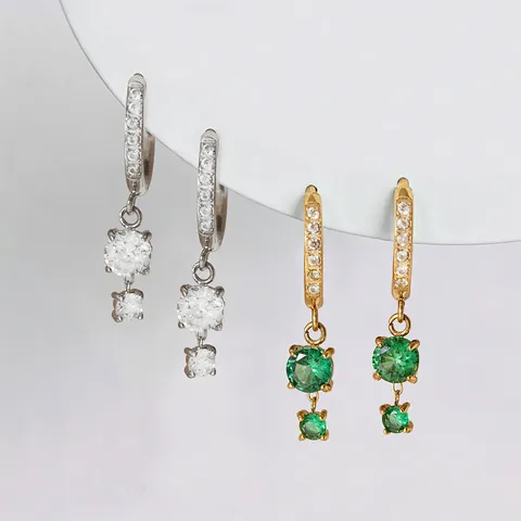 Stainless Steel Zirconia Tassel Drop Earrings Luxury High-End Tarnish-Free Hoop Earrings For Women Fashion Jewelry Gold Silver Green White