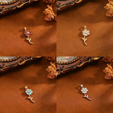 Sonnenblume Anhänger Kupfer Strass Blume Charm Kleine Gänseblümchen Pave Strass DIY Schmuckherstellung Handgefertigte Anhänger Für Damen