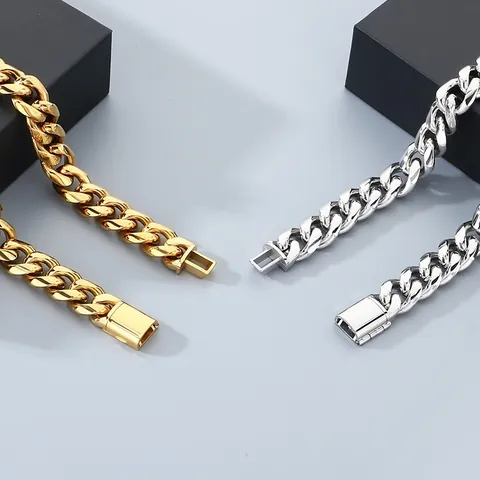 Hiphop Ανοξείδωτο Ατσάλι Cuban Link Αλυσίδα Κολιέ για Άνδρες Γυναίκες Γυαλισμένη Μεταλλική Αλυσίδα Μόδα Κοσμήματα Αξεσουάρ