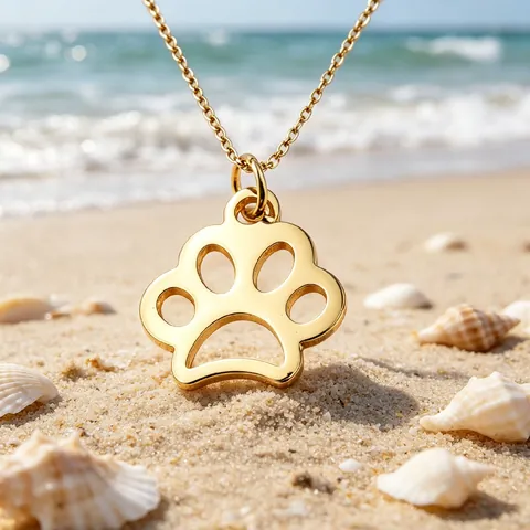 Minimalist Stainless Steel Hollow Out Pet Cat Dog Paw Print Pendant Necklace For Women Men Animal Jewelry Vacation Gift